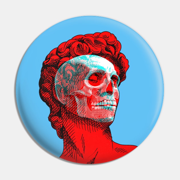 David Skull Interactive Red&Blue Filter T-Shirt Pin by RedAndBlue