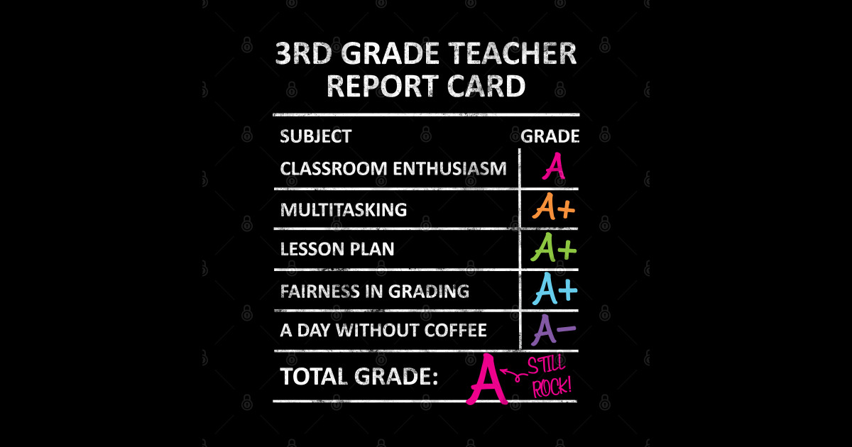 Funny 3rd Third Grade Teacher Report Card Back to School Third Grade Teacher Sticker TeePublic