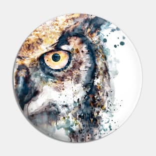 Great Horned Owl Close-up Portrait Pin