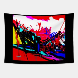 London Abstract Red Tapestry