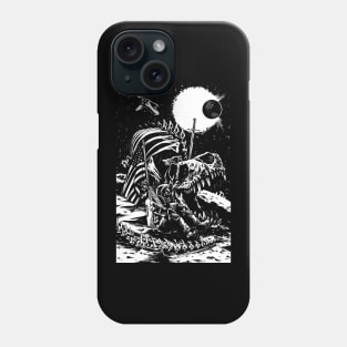 astronaut dinosaur t rex skeleton swords tattoo 70s metal amp amplifier stack tube guitar heavy stoner rock Phone Case