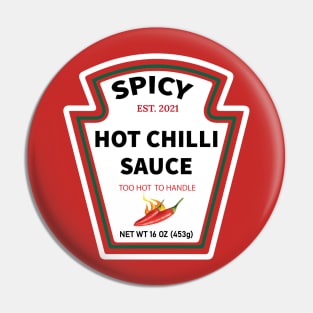Spicy Hot Chili Sauce Label Costume Pin