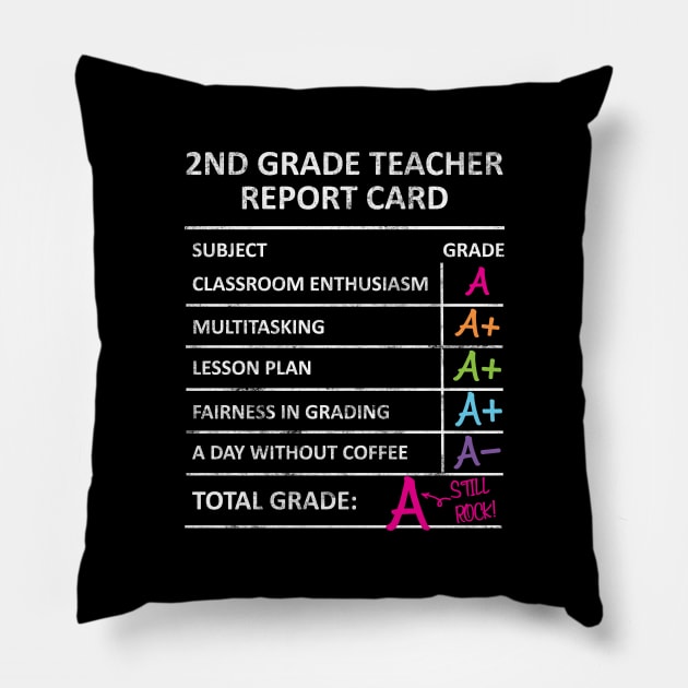 Funny 2nd Second Grade Teacher Report Card Back to School Pillow by HCMGift