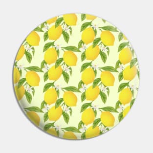 Yellow Lemons With Leaves And Flowers Pattern Pin