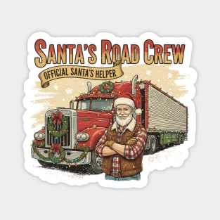 Santa’s Road Crew – Official Santa’s Helper Trucker Vintage Funny Holiday Trucking Gift Magnet