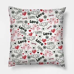 Love Doodle Birds Pillow