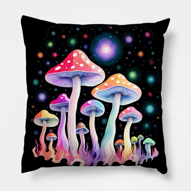 Magic Mushrooms Pillow by David Kincaid Art