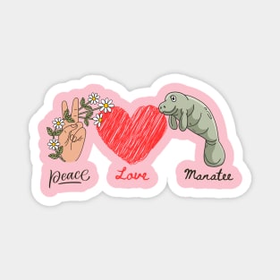 Piece, Love, Manatee - Manatee Love Magnet