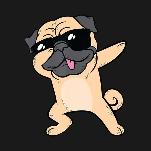 Dabbing Pug Dog Dab Animal Cool Sunglasses Cute by Zak N mccarville