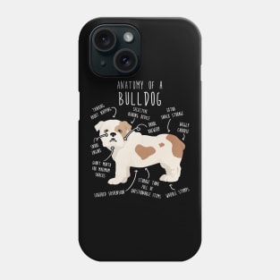 English Bulldog White and Fawn Dog Anatomy Phone Case