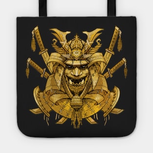 Golden samurai mask Tote