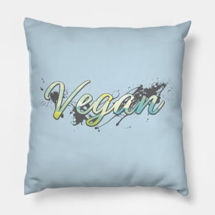 Happy Vegan Sunny Paint Splatter Graphic Logo T-Shirt Pillow