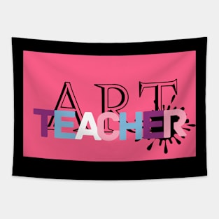 Art teacher in pink background Tapestry