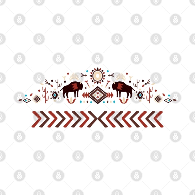 Native American Pattern with Bisons by Lucia
