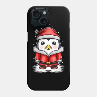 Kawaii Cute Penguin Santa Dress In Snow For Christmas Phone Case