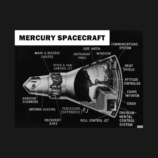 Discover NASA Mercury Capsule Cutaway - Mercury Space - T-Shirt