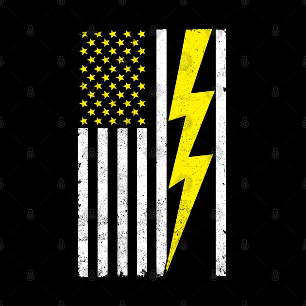 Electrician Lightning Bolt American Flag Design by TeeShirt_Expressive