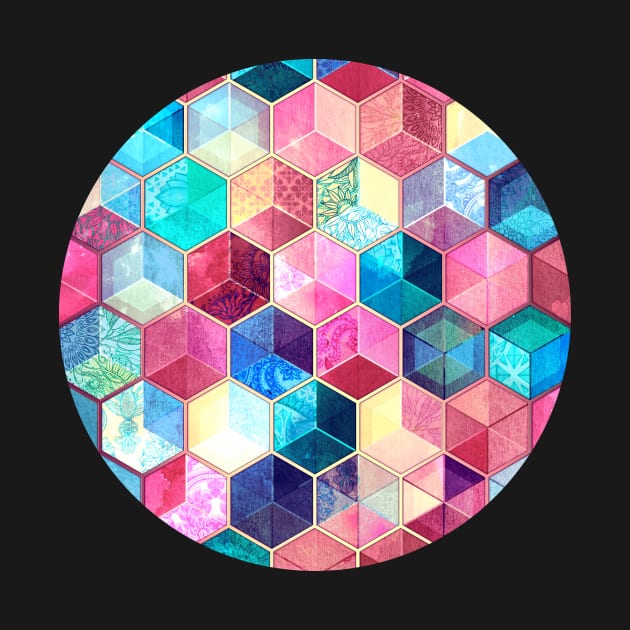 Topaz & Ruby Crystal Honeycomb Cubes by micklyn