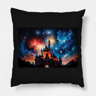 Enchanted Castle Night Sky Art Pillow