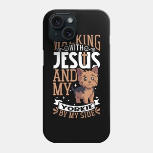 Jesus and dog - Yorkshire Terrier Phone Case