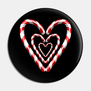 Sugar Canes Forming Hearts For Christmas Pin