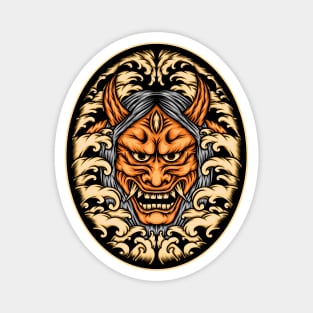 Oni mask illustration Magnet