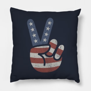 Peace Love Hand USA Flag Vintage Solid Pillow