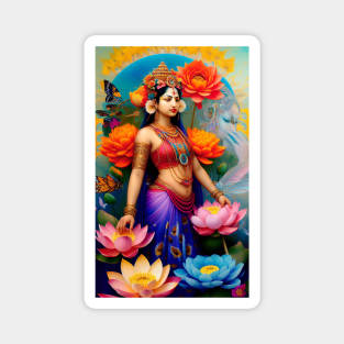 Lakshmi Goddess Lotus Blossom Magnet