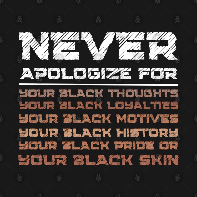 Never Apologize Black History Month BLM Melanin Pride Afro Proud by JustBeSatisfied