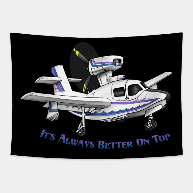 Lake Renegade Cartoon Sea Plane Tapestry by Funky Aviation