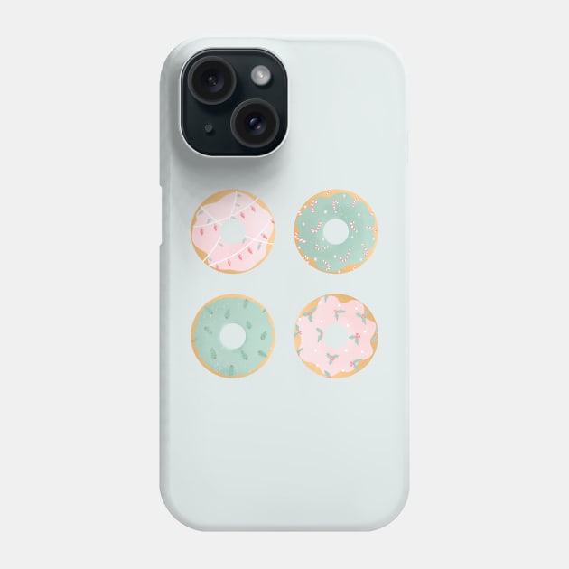 Mint and pink Christmas donuts Phone Case by Home Cyn Home 