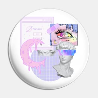 Vaporwave Kawaii Japanese Pixel Art Moon Anime Lilac Y2K Pin