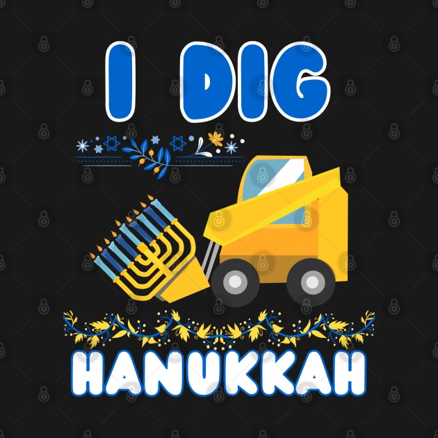 Kids I Dig Hanukkah Excavator Construction Toddler Hanukkah Boys by click2print