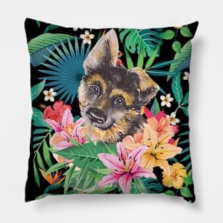 Tropical Tan German Shepherd Puppy 4 Pillow