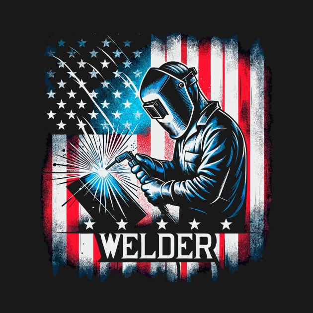 Welding Funny Welder Quotes USA American Flag by Visual Vibes