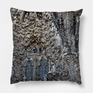 La Sagrada Familia breath-taking exterior: detailed architecture photography Pillow