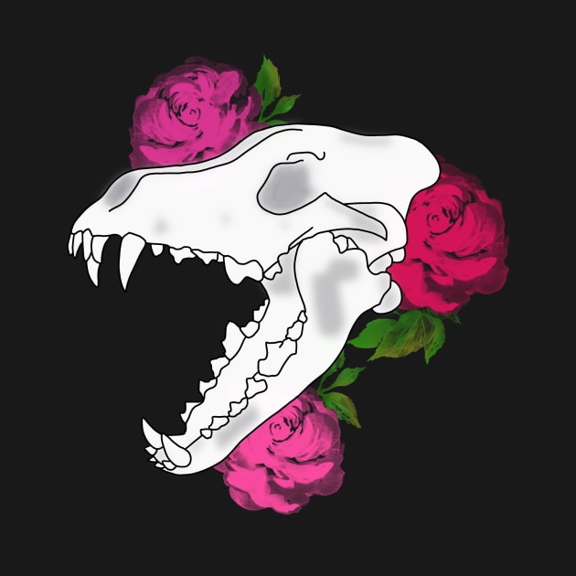 Floral Wolf Skull by TheRainbowPossum