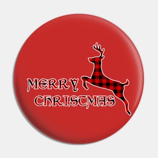 Christmas Deer - Lumberjack Tartan Pattern Pin