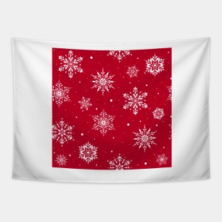Christmas Folk Snowflakes V2 Red Tapestry