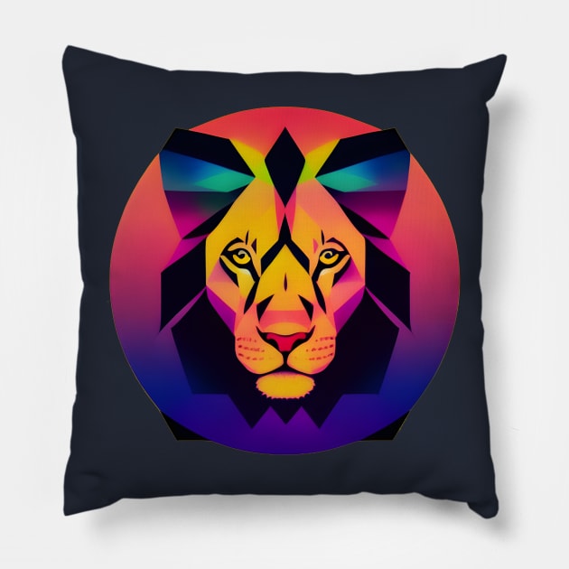 Low Poly Lion Pillow by Spazashop Designs