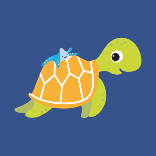 Cute Water Turtle with sea starfish T-Shirt