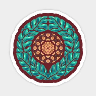 hand drawn leaf mandala Magnet