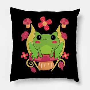 Woodland Frog Fall Cottage Core Design Pillow