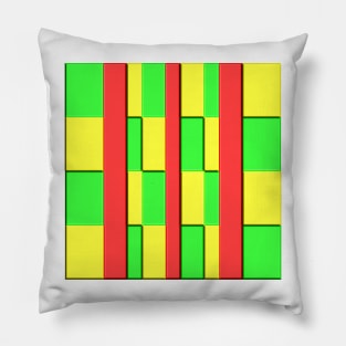 Red, green and yellow in relief. Pillow