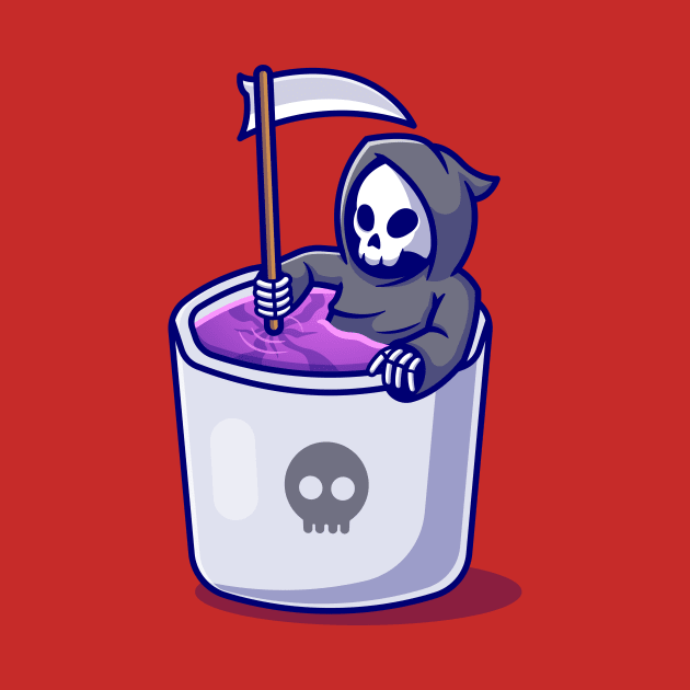 Cute Grim Reaper In Mug Cartoon by Catalyst Labs