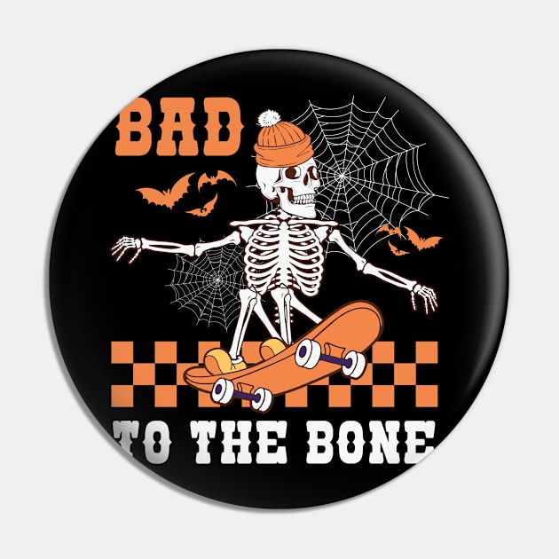 Bad To The Bone Skateboarding Skeleton Pin by ReeseClaybro