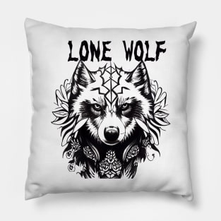 Lone Wolf Tribal Art Pillow