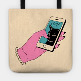 Boop Nose Black Cat in beige Tote