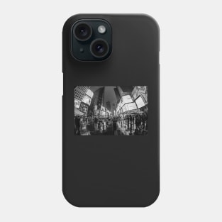 Rainy night in Times Square New York City BW Phone Case