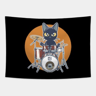 Cat Drummer Tapestry